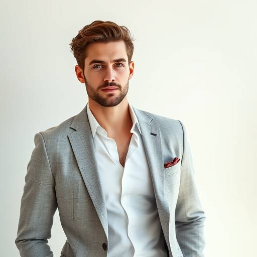 A stylish individual in a lighter grey bespoke suit made from a fine wool blend, suitable for versatility.