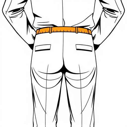 Diagram illustrating waist measurement for suit trousers.